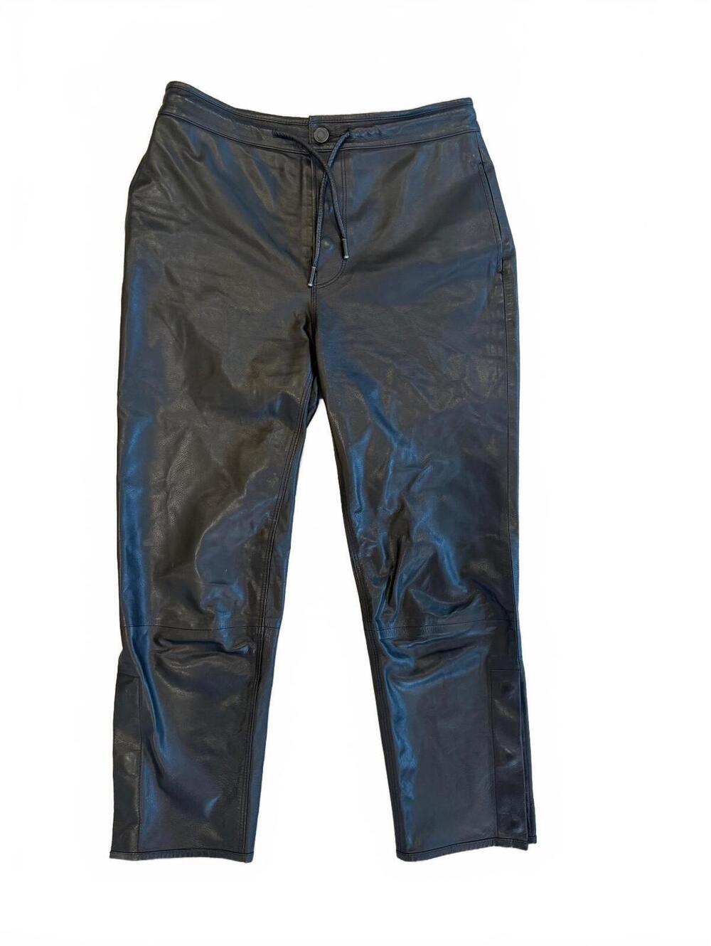 RTA Calf Leather, Drawcord Cropped Pants